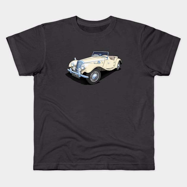 1954 MG TF sports car in ivory Kids T-Shirt by candcretro